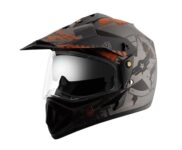 Vega Off Road Secret Isi Certified Matt Finish Full Face Dual Visor With Peak Helmet For Men And Women Outer Clear Visor And Inner Smoke Sun Visor(Dull Anthracite Black, Size:M)