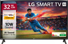 Lg Lr570 80 Cm (32 Inch) Hd Ready Led Smart Webos Tv 2025 Edition With Alpha5 Gen 6 Ai Processor 125+ Free Lg Channels Ai Brightness Control Ai Sound (Virtual Surround 5.1 Up-Mix) Fta Satellite Port Magic Remote Compatible 60Hz Refresh Rate Alexa Built In Works With Hey Google(32Lr570B6La)