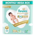 Pampers Premium Care Diaper | Pant Style Baby Diapers Small Size, 140 Count | 360 Cotton Softness Diaper |Anti Rash Diaper With Aloe Vera And 100% Leak Proof Protection | (70 Count, Pack Of 2)