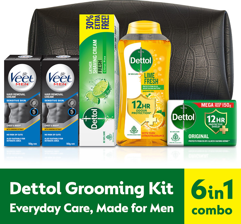 Dettol Ultimate Multipurpose Grooming & Shower Kit Men(6 Items In The Set)