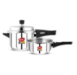 Pigeon By Stovekraft Stainless Steel Pressure Cooker Combo With Induction Base, Outer Lid 2 Liter And 3 Liter – 12710 (Silver)