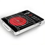 Milton Classic 2200 Watt Infrared Cooktop With Crystal Glass & Touch Panel | 4 Pre Set Cooking Modes | Stir-Fry | Bbq | Hot Pot | Steam | 60°C To 600°C | Digital Time & Watt Display – Classic Silver