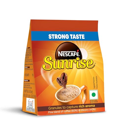 Sunrise Instant Coffee Powder|Strong Taste For The Perfect Start To Your Day|Coffee Chicory-Mix|190G /200G, Stabilo Pack, Bag