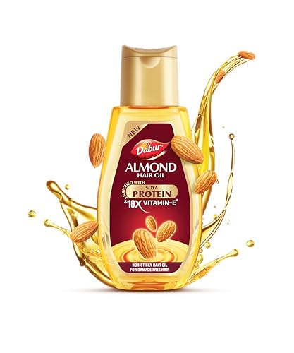 Dabur Almond Hair Oil – 500Ml | Provides Damage Protection | Non Sticky Formula | For Soft & Shiny Hair | With Almonds, Keratin Protein, Soya Protein & 10X Vitamin E