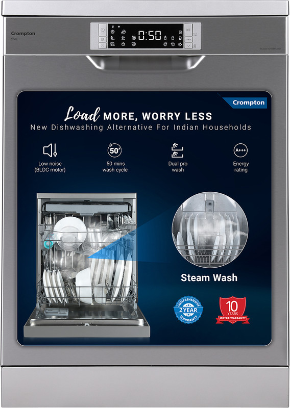 Crompton Fs-Dwvov13Ps-Inx Free Standing 13 Place Settings Dishwasher