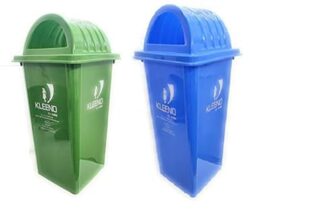 Cello Kleeno Dome Lid Plastic Manual-Lift Garbage Dustbin Bucket 60 Ltr – Green/Blue (Pack Of 2)
