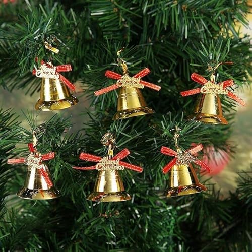 Craftvatika Christmas Tree Decoration Items, Golden Jingle Bell For Christmas Tree Set Of 4 Hanging Ornaments Items, Xmas Tree Decoration Items, Christmas Party Supplies, (1 Packet)