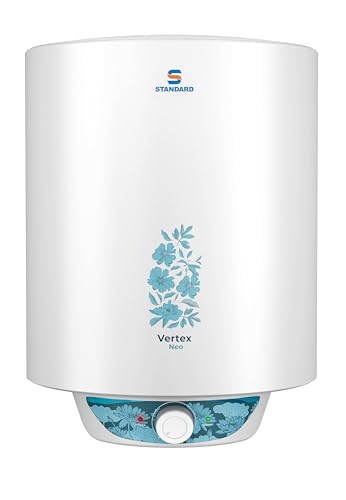 Standard By Havells Vertex Neo 4 Star 15L Storage Water Heater(Geyser)|Faster Heating|Safe To Use|Saves Electricity|Hydro Guard Coated Anti Rust Tank|Temp. Setting Knob|5 Yr. Tank Warranty| White