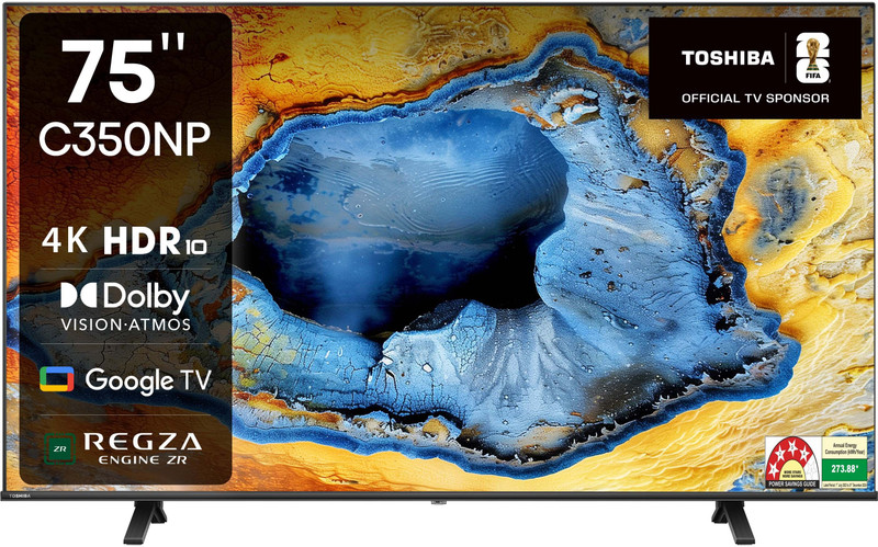 Toshiba C350Np 189 Cm (75 Inch) Ultra Hd (4K) Led Smart Google Tv With Dolby Vision Atmos And Regza Engine Zr(75C350Np)