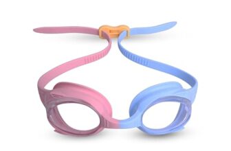 Nivia Kiddies Jr. 2.0 Swimming Goggles For Kids With Adjustable Silicon Strap, Anti Fog, Polycarbonate Clear Glass, Uv Protection, Comfort Fit, Training Swim Goggles For Boys/Girls – Pink/Blue