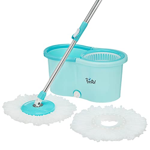 Amazon Brand – Presto! Spin Mop With Plastic Bucket Set, Blue