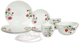 Larah By Borosil Hazel Fluted Series Opalware Dinner Set | 28 Pieces For Family Of 6 | Microwave & Dishwasher Safe | Bone-Ash Free | Crockery Set For Dining & Gifting | Plates & Bowls | White