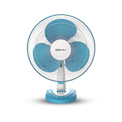 Bajaj Frore Neo Table Fan 400 Mm | Table Fans For Home & Office |Aerodynamically Balanced Blades| 100% Coppermotor| Highair Delivery|3-Speed Control| 2-Yr Warranty 【Blue】