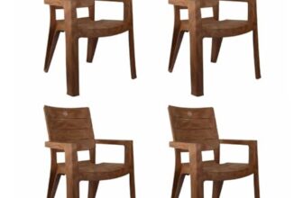 Cello Jordan Set Of 4 Chairs (Sandalwood Brown) | Strong And Durable | Easy To Clean | Chair For Living Room, Bed Room, Kitchen, Office Room, Outdoor | 3 Years Warranty