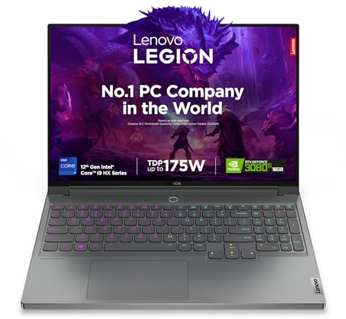 Lenovo Legion 7 Intel Core I9-12900Hx 16″ (40.64Cm) Qhd Ips 165Hz 500Nits Gaming Laptop (32Gb/1Tb Ssd/Win 11/Office 2021/Nvidia Rtx 3080Ti 16Gb/Alexa/3 Month Game Pass/Storm Grey/2.53Kg), 82Td009Kin