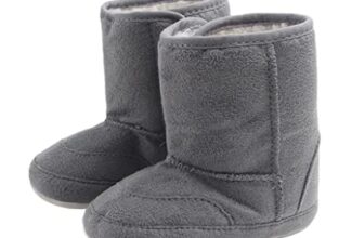 The Style Sutra® Baby Soft Sole Anti-Slip Mid Calf Winter Warm Infant Prewalker Snow Boots 12-18 Months Gray
