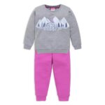 Luvlap Baby Girls Full Sleeve Sweatshirt & Pyjama Set Pack Of 1, Cotton Rich Fleece, Grey Melange, M (3 To 6 Months)