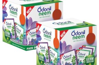 Odonil Bathroom & Toilet Air Freshener, Neem Mixed Fragrance Blocks – Jasmine, Lavender, Orchid, Rose, Long Lasting Fragrance, Lasts Upto 30 Days, Germ Protection, 384G (48G X Pack Of 8)