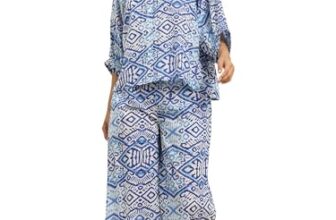 Libas Womens Printed Cotton Night Suit Set For Women Blue