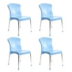 Cello Milano Cafeteria Set Of 4 Chairs (Blue) | Strong And Durable | Easy To Clean | Chair For Living Room, Bed Room, Kitchen, Office Room, Outdoor | 3 Years Warranty