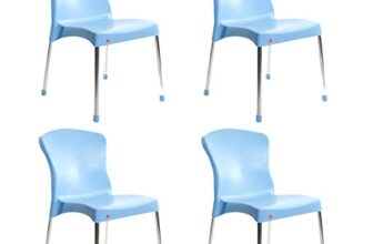 Cello Milano Cafeteria Set Of 4 Chairs (Blue) | Strong And Durable | Easy To Clean | Chair For Living Room, Bed Room, Kitchen, Office Room, Outdoor | 3 Years Warranty