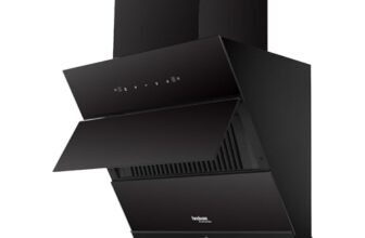 Hindware Smart Appliances | Greta Neo 60 Cm Chimney | 1350 Cmh | Inclined Glass | Thermal Auto Clean | Filterless | Touch Control, Motion Sensor | 10 Yrs Warranty On Motor & 2 Yrs On Product (Black)