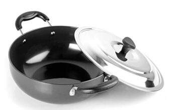 Cello Aluminum Hard-Anodised Classy Kadhai, 2.5 Ltr With Steel Lid, Gas Stove Compatible Only, Black