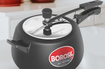 Borosil 6.5 L Pronto Hard Anodized Pressure Cooker With Stainless Steel Lid | Even Heat Distribution | Dishwasher Safe | Gas & Induction Campatible | 5 Years Warranty
