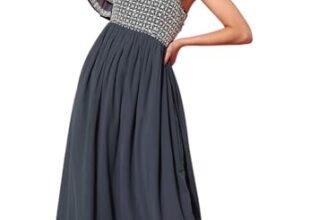 Libas Womens Embroidered Georgette Gown Dress For Women Grey
