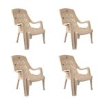 Cello Comfort Sit Set Of 4 Chairs (Beige) | Strong And Durable | Easy To Clean | Chair For Living Room, Bed Room, Kitchen, Office Room, Outdoor | 3 Years Warranty