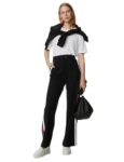 Marks & Spencer Jersey Side Stripe Wide Leg Trousers Black