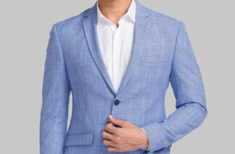 Park Avenue Checkered Single Breasted Casual Men Blazer(Blue)