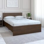 Nilkamal Arthur Wooden Double Bed Without Storage | Engineered Wood | Knock Down | Contemporary Design | Walnut
