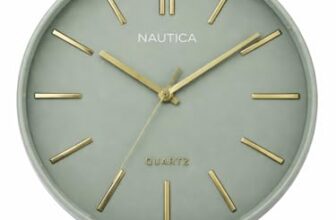 Nautica Luxury Finish Modern Wall Clock With Silent Non-Ticking Quartz Sweep Movement – 1Pc|12 Inch|Decorative Analog Clock For Home, Office, Bedroom, Kitchen & Living Room (Abs)(3D-Solid Matt-Green)