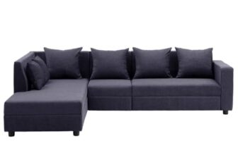 Wakefit Sofa Set | 1 Year Warranty |3 Seater Sofa For Living Room, Wooden Sofa Set, 3 Seater + Left Aligned – Skiver(Jio : Purple Grey)