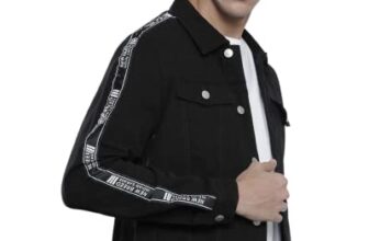 The Indian Garage Co Men Black Slim Fit Solid Trucker Jacket
