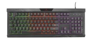 Promate Vertux Promate Gaming Keyboard, Professional Ergonomic Wired Usb Gaming Keyboard With Vibrant Rainbow Backlit, 26 Anti-Ghosting Keys, 12 Multimedia Shortcut Keys And 4 Backlit Modes, Amber