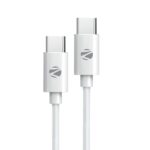 Zebronics Type C To Type C Strong Braided Cable, 60W Pd Fast Charging, For Iphone 16 Series, 15 Series, Ipad, Macbook, Samsung, Other Android Devices, Data Sync, 1 Meter (Zeb-Tt60+) White