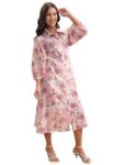 Vishudh Women 3/4 Sleeve Collared Neck Dress Vpa1000208 Multicolor S