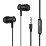 Kratos Thump Wired Earphones, Powerful Bass, Hd Sound Quality Earphones, Tangle Free Cable, Comfortable In Ear Fit, With 3.5 Mm Jack – Black