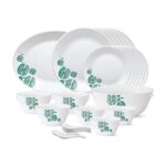 Borosil Larah – Tiara Series, Floral Woodstock, 33 Pcs, Opalware Dinner Set, White