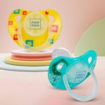 Mee Mee Baby Silicone Pacifier | Orthodontic Nipple For Oral Stimulation | Unique Shape To Support Psychological Breathing | Soother For Babies | Easy To Clean | 0-18 Months (Yellow/Green) Pack Of 1