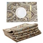 Shailaja Creations Placemats For Dining Table Set Of 6, Heat Resistant And Antiskid Table Mats Washable, Printed Place Mat For Home Kitchen Table Decor (45X30 Cm) Coffee