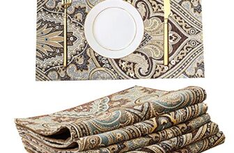 Shailaja Creations Placemats For Dining Table Set Of 6, Heat Resistant And Antiskid Table Mats Washable, Printed Place Mat For Home Kitchen Table Decor (45X30 Cm) Coffee