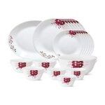 Larah By Borosil – Tiara Series, Paradise, 27 Pcs, Opalware Dinner Set, White
