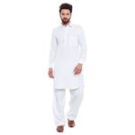 Sojanya (Since 1958 Men’S White Cotton Blend Pathani Kurta & Salwar Set Size M