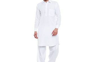 Sojanya (Since 1958 Men’S White Cotton Blend Pathani Kurta & Salwar Set Size M