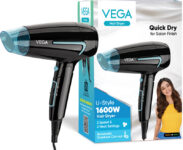 Vega U-Style 1600 Foldable Hair Dryer For Men & Women With Cool Shot Button(Vhdh-24) Hair Dryer(1600 W, Black, Blue)