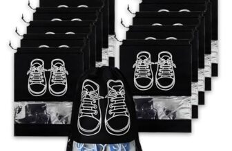 Btfash Shoe Bag For Travel & Storage|Water-Resistant Shoe Organizer For Men & Women|Foldable Shoe Cover For Luggage & Closet |Travel Accessories For Footwear Protection (Black, Pack Of – 12)