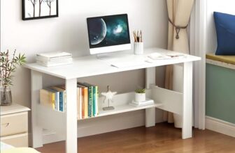 Matterhorn Engineered Wood Office Table, Work From Home Table With Shelf For Storage (Diy, 900 X 500 X 800 Cm, Rmoot-10001Ebonyblack) (Whitemist)